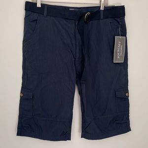 Four cast Mans Cargo Shorts Size 36 Color Navy 6 pockets Belted